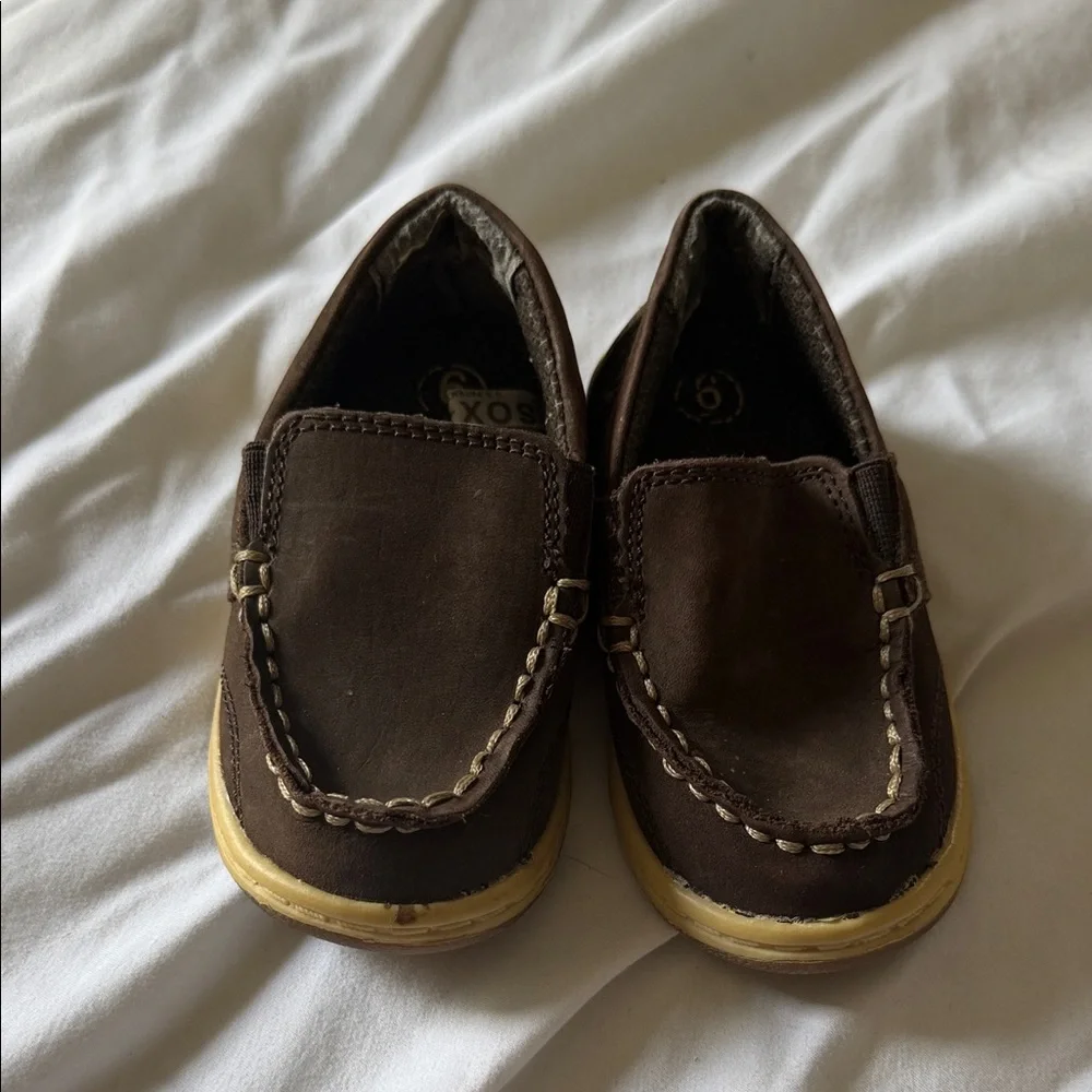 Cherokee Boys Brown Slip-On Moccasins with Tan Sole